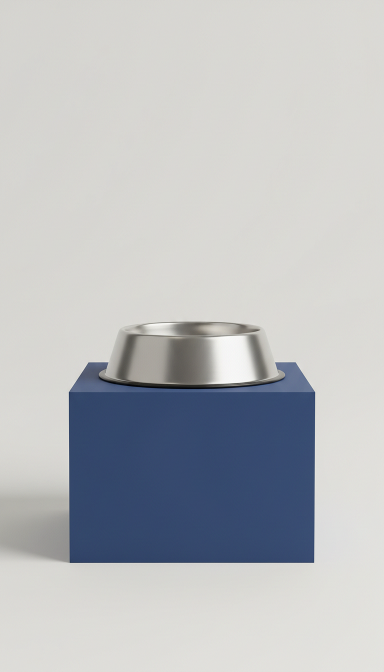 Stainless Steel Dog Bowl on Patriot Blue Block